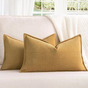 Pillow Covers 20"x20" Mustard Yellow Decorative Throw Pillows for Couch, Bed